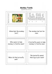 English Worksheet: Monkey Puzzle - questions and answers