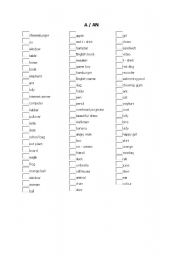 English Worksheet: A or An