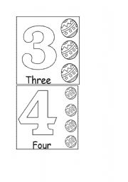 English worksheet: Flashcard on number part 2 (3 and 4)