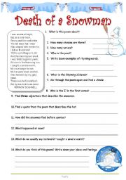 English Worksheet: Poetry - Death of a Snowman