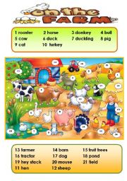 ON THE FARM - CLASSROOM POSTER (PICTIONARY) for young learners