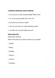 English Worksheet: Learning Languages