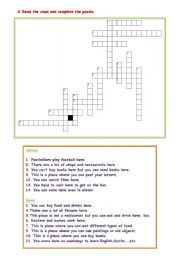 English Worksheet: PUZZLE - PLACES IN A CIY