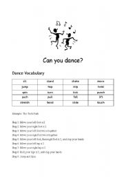 English Worksheet: Can you dance?