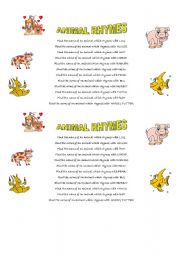 English Worksheet: Animal rhymes