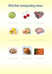 English Worksheet: Food pictures and some-a/an