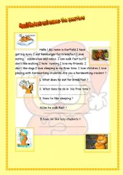 English Worksheet: What does Garfield like ? What do you like ? ( 2 pages )