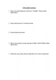 English worksheet: Twilight-quiz
