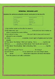 English Worksheet: General vocabulary 