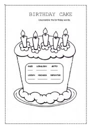 Birthday Cake Coloring Book Page In Letter Page Size. Children Coloring  Worksheet. Premium Vector Element Stock Photo - Alamy