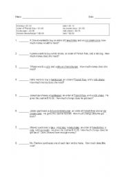 English worksheet: Math Review