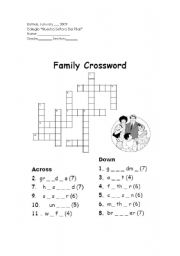 English Worksheet: family