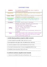 English Worksheet: CONNECTORS / LINKING WORDS