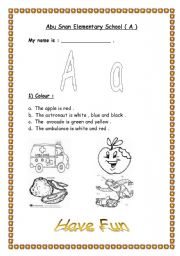 English Worksheet: Color according to what you hear