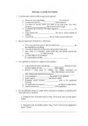 English worksheet: special clause pattern