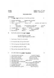 English worksheet: PROGRESS TEST