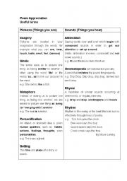 English Worksheet: useful term for poetry