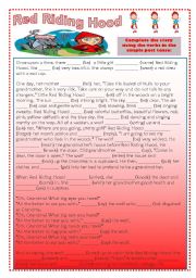 English Worksheet: Story: Red Riding Hood- Simple Past Tense Practice