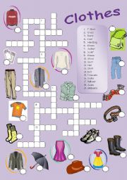 Clothes crossword - ESL worksheet by mpotb