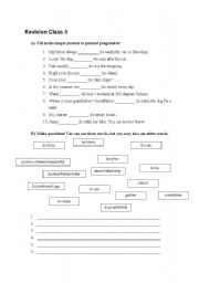 English worksheet: revision class 5
