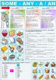 English Worksheet: SOME - ANY - A / AN