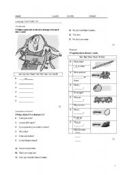 English Worksheet: worksheet - test for primary