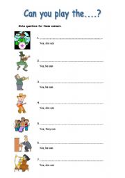 English Worksheet: Can you play the....?