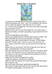 Rainbow Fish To The Rescue Shorter Text And Question Cards Esl Worksheet By Metcalf