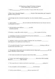 English worksheet: Prepositions, advanced level