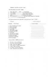 English worksheet: past form of TO BE
