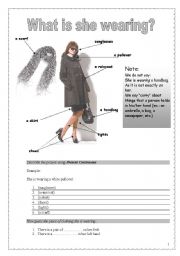 English Worksheet: Present Simple/Present Continuous and Clothes