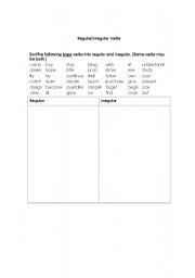 English worksheet: Regular/Irregular Verbs