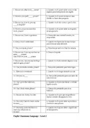 English Worksheet: Useful classroom language