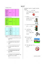 English Worksheet: MUST