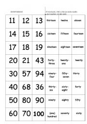Big Numbers - wordcards - ESL worksheet by marylin