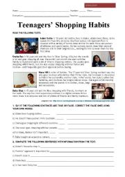 English Worksheet: Teenagers shopping habits
