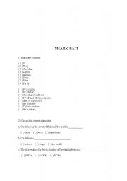 English worksheet: shark bait