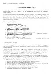 English worksheet: Nasreddin Reading Text+Questions