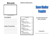 English Worksheet: Severe Weather (Blizzards, Tornadoes, Hurricanes, Thunderstorm) Brochure