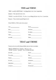 English Worksheet: This , that , these and those