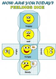 HOW ARE YOU TODAY? - FEELINGS DICE FOR YOUNG LEARNERS (EDITABLE!!!)
