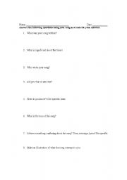 English worksheet: Protest Music Questions
