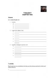 English worksheet: Twilight chapter two