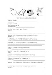 English Worksheet: activity for introducing