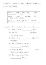 English Worksheet: Adjective test