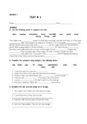 English worksheet: Quick review test
