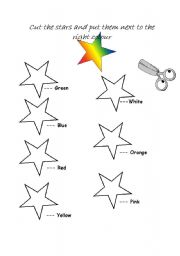 English worksheet: Colours with stars