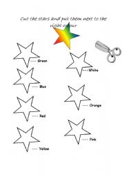 English Worksheet: Colours with stars