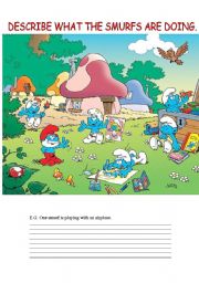 English Worksheet: WHAT THE SMURFS ARE DOING