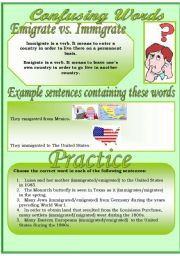 Confusing Words (5)...emigrate vs. immigrate...There are many grammatical errors that we, as teachers see every day. If you really want to improve your students English, this is the perfect set for you ;)